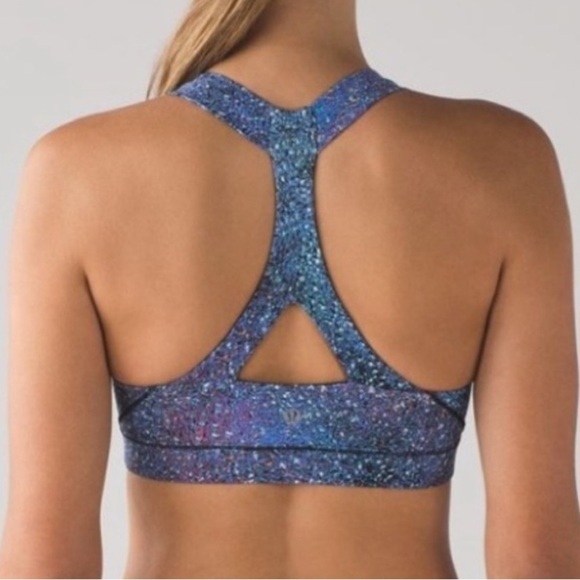 Lululemon Fast Lane sports Bra Strive Multi Black blue Size 4 - Picture 2 of 6